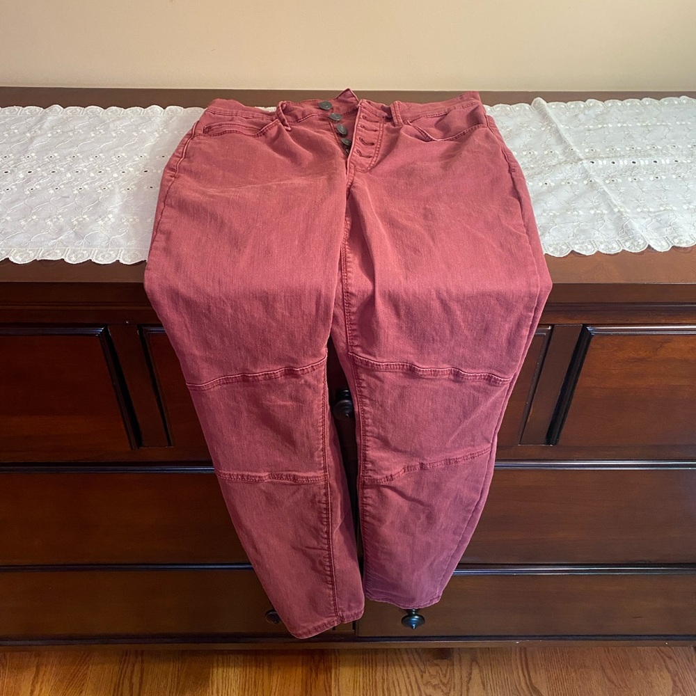 Women's maroon jeans